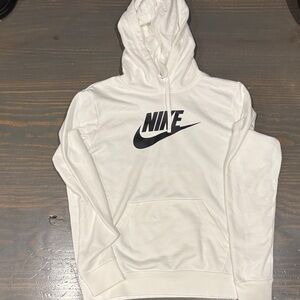 Nike Men's Cream Hoodie with Black Swoosh